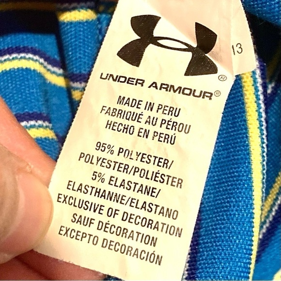 Under Armour Loose Heatgear Striped Short Sleeve Tech Performance Polo Size Lrg - Picture 9 of 9